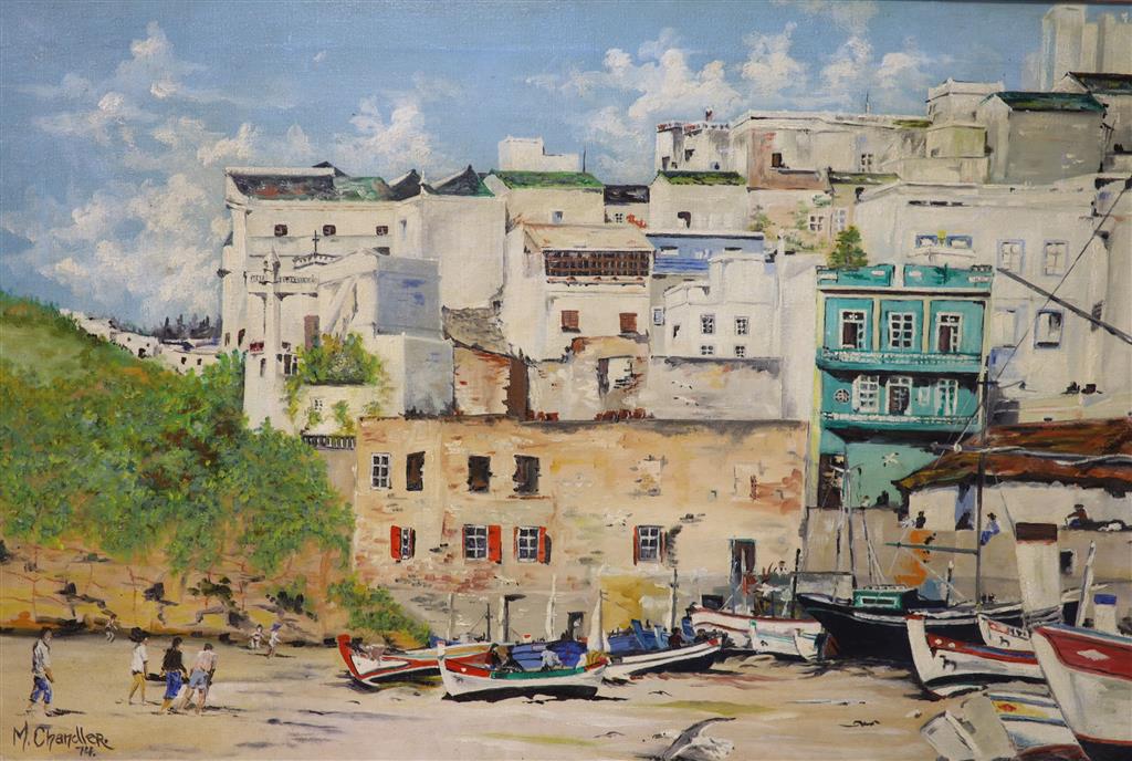 M. Chandler, oil on canvas, Albufeira, Algarve, Portugal, signed and dated 74, 50 x 75cm